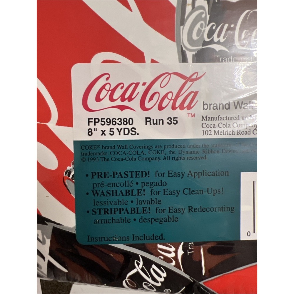 Genuine Vintage Red Coca Cola Coke Soda Bottles Caps Wall Paper Border Roll 30'‎ - Picture 7 of 9